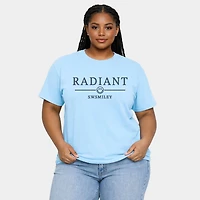 Simply Sage Market - S.W.Smiley Embroidered Radiant Smiley Outline Women's Plus Sized Garment Dyed Graphic T-Shirt