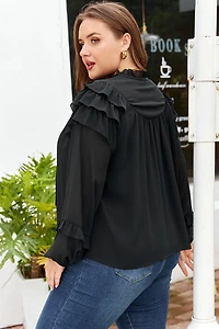 Threaded Pear Women's Jaycee Sleeve Chiffon Elegant PLUS Shirt