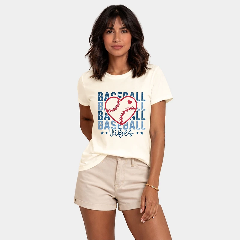 Simply Sage Market - Baseball Heart Stacked Women's Short Sleeve Graphic T-Shirt
