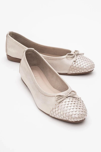 Forever & Always Womens Copos Leather Bow Cap Toe Ballet Flats