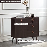 SUGIFT 3-Drawer Sideboard Storage Display Cabinet Dresser 35-lb Cabinet Capacity 20-lb Shelf 10-lb Drawer Brown