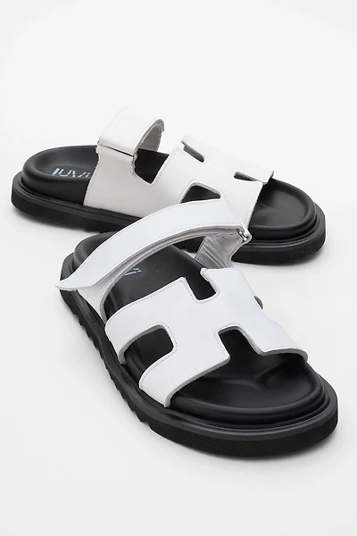 Forever & Always Womens Morte Leather Slide Sandals