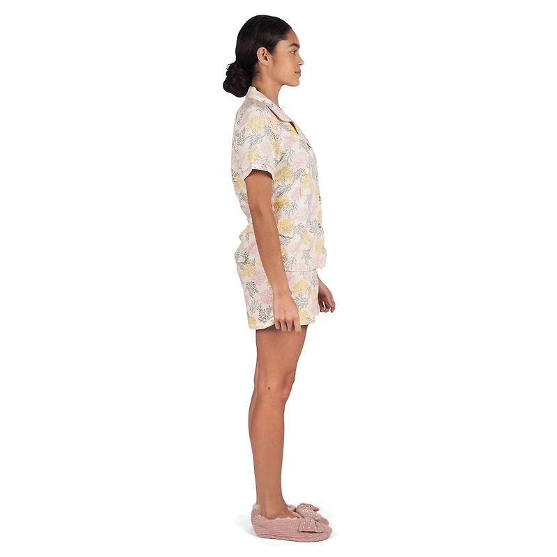 MeMoi Women's Coral Reef Notch Collar Cotton Blend Pajama Set