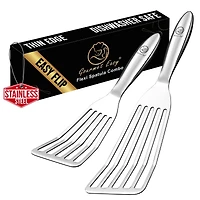 Gourmet Easy Stainless Steel Fish Spatula Set – 1 Large + 1 Small Metal Spatula