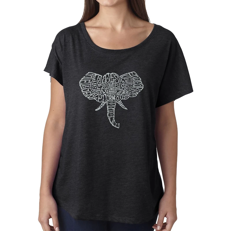 LA Pop Art Women's Dolman Word Shirt - Tusks