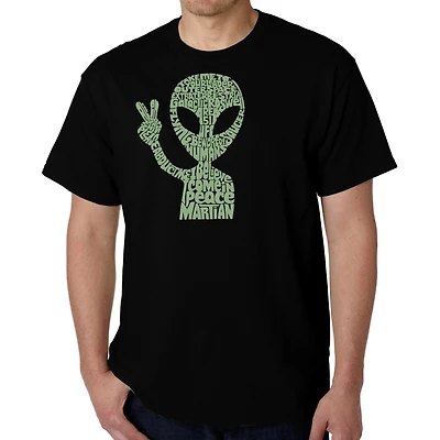 LA Pop Art Men's Word T-Shirt - Peace Alien
