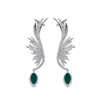 AGP PARIS Womens Diva Feather-Shaped Ear Drop Earrings