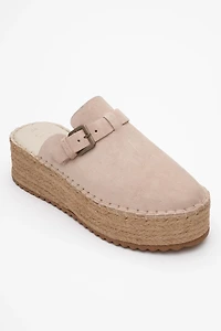Forever & Always Womens Novas Leather Platform Espadrille Mules