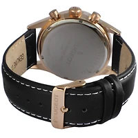 Peugeot Men Rose-Gold Plated Multi-Function Leather Strap Watch