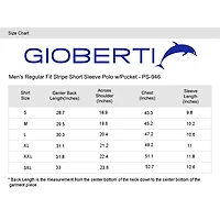 Gioberti Men's Regular Fit Stripe Short Sleeve Polo w/ Pocket