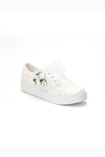 Forever & Always Womens Rosalie Flower Bridal Sneaker
