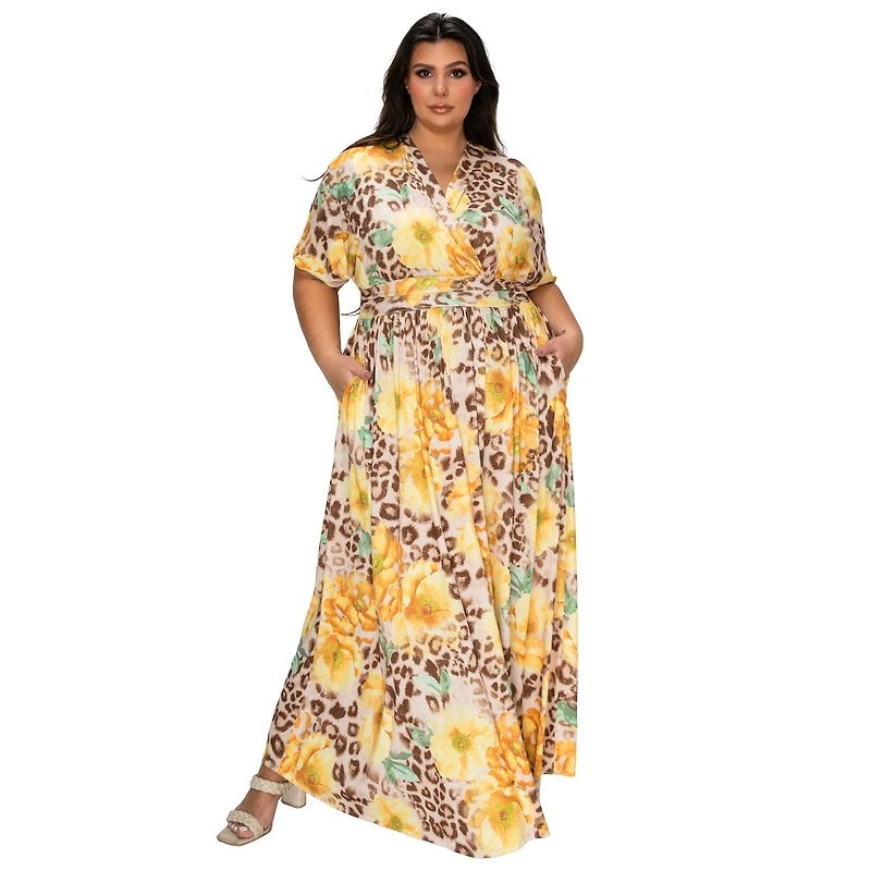 L I V D Women's Plus Panthera Empire Waist Dress