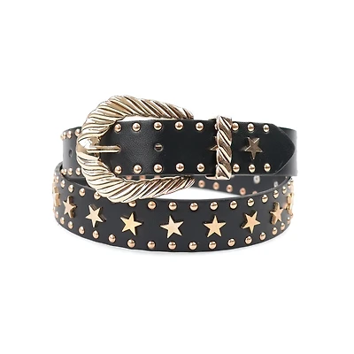 AGP PARIS Black Star Detail Women's Belt