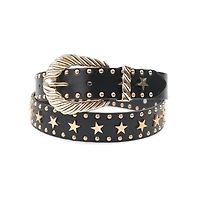 AGP PARIS Black Star Detail Women's Belt