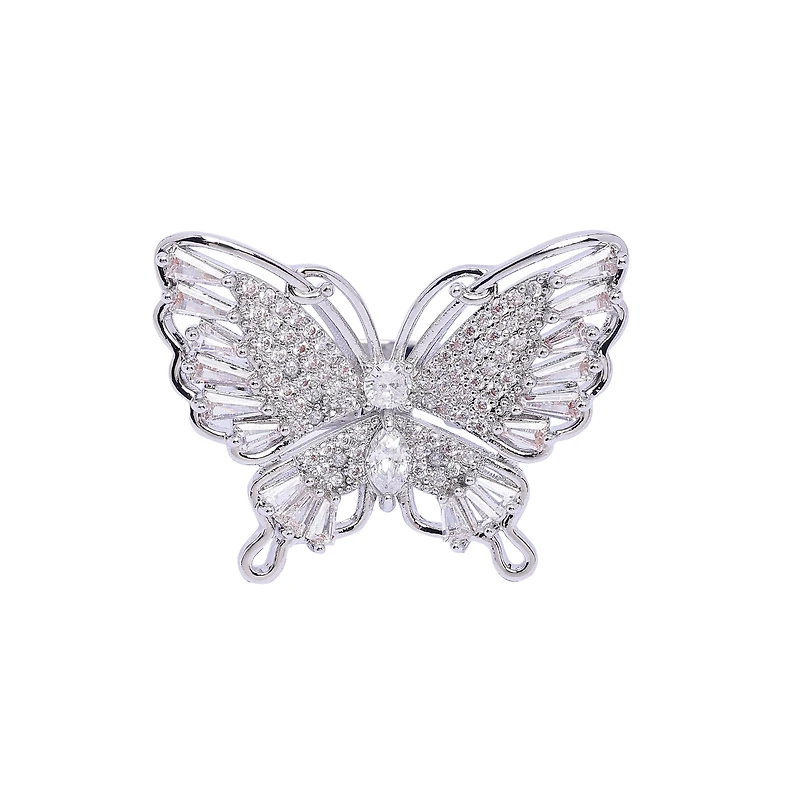 AGP Paris Women's Silver-Tone Wide Wing Butterfly Adjustable Ring