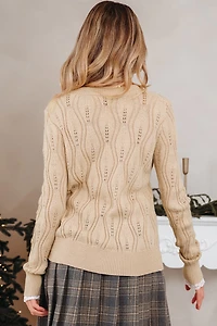 Threaded Pear Women's Abigail Lace Patchwork Sleeve Sweater