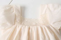 MyKids-USA Baby Girl Solid Square Collar Short-Sleeved Dress bodysuit