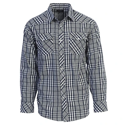 Gioberti Men's Western Plaid Long Sleeve Shirt with Pearl Snap-on