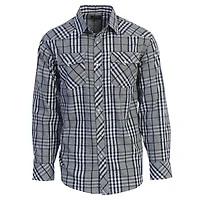 Gioberti Men's Western Plaid Long Sleeve Shirt with Pearl Snap-on