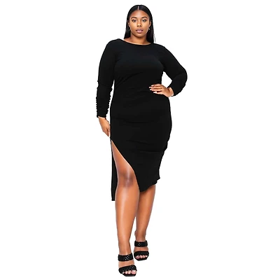 L I V D Women's Plus Size Bianca Open Back Slit Dress
