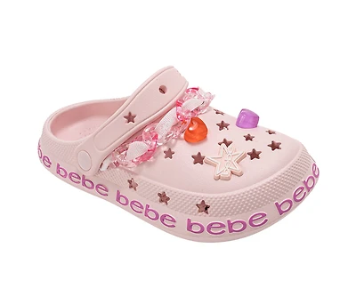 bebe Girl's Platform EVA Clogs with Charms and Beaded Chain Strap