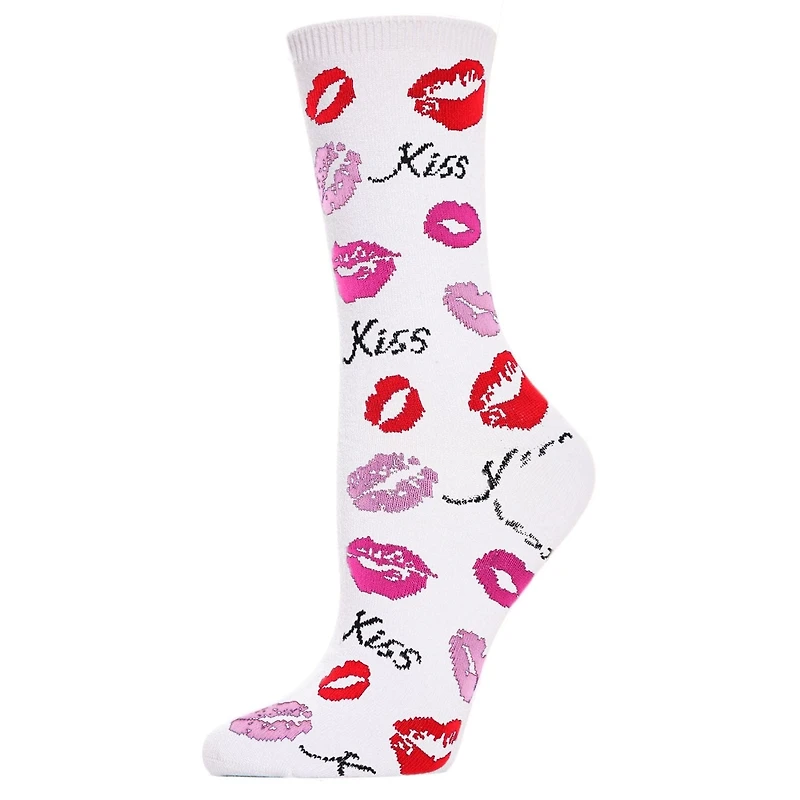 MeMoi Pucker Up Kisses Bamboo Blend Crew Socks