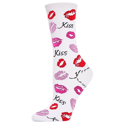 MeMoi Pucker Up Kisses Bamboo Blend Crew Socks