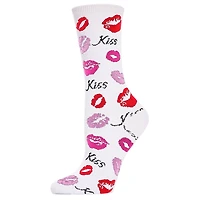 MeMoi Pucker Up Kisses Bamboo Blend Crew Socks
