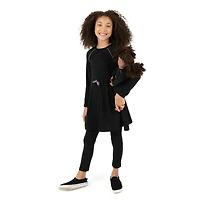 Leveret Girl & Doll Matching Neutral Drawstring Sweatshirt Dress