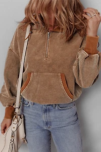 Threaded Pear Women's Abigail Kangaroo Drawstring Corduroy Hoodie