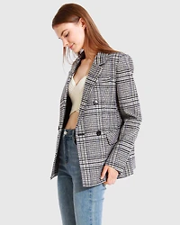 Belle & Bloom Womens Piccadilly Wool Blend Plaid Blazer