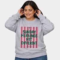 Simply Sage Market - Sunday Mornings Hit Different Stripes  Women's Plus Sized Graphic Sweatshirt