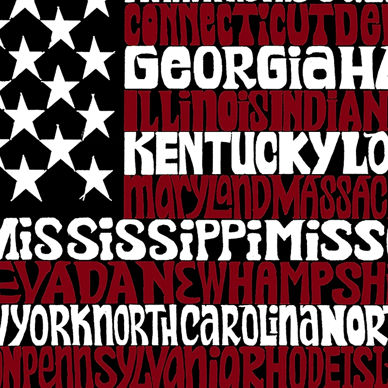LA Pop Art 50 States USA Flag - Men's Word Hooded Sweatshirt