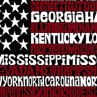 LA Pop Art 50 States USA Flag - Men's Word Hooded Sweatshirt