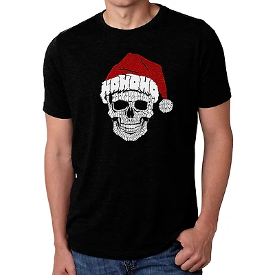 LA Pop Art Men's Cotton-Poly Word T-Shirt - Santa Skull