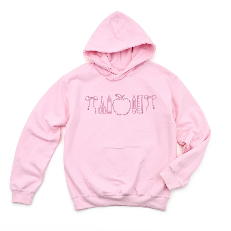 Simply Sage Market - Embroidered Bows School Icons Women's Graphic Hoodie