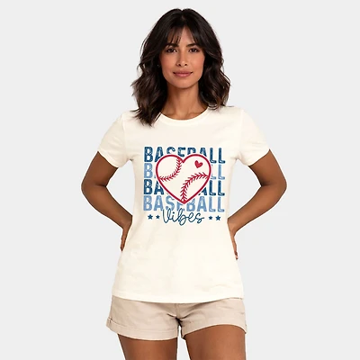 Simply Sage Market - Baseball Heart Stacked Women's Short Sleeve Graphic T-Shirt