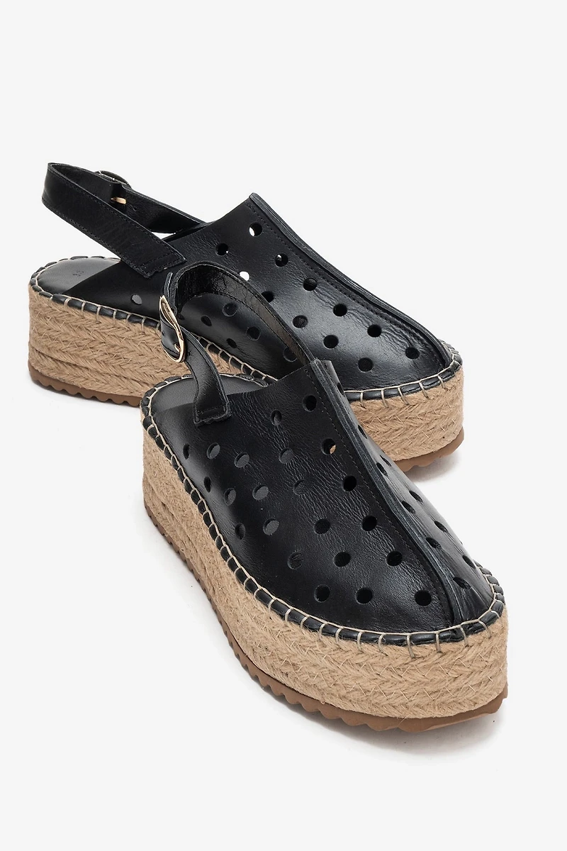 Forever & Always Womens Fraga Leather Wedge Sandals