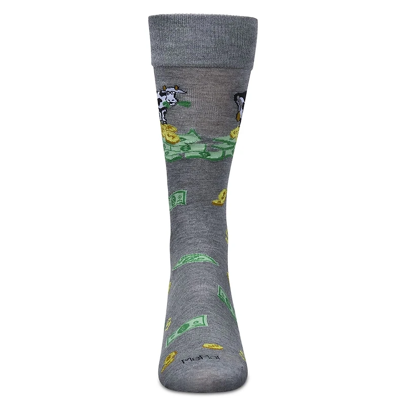 MeMoi Men's Cash Cow Rayon From Bamboo Crew Socks