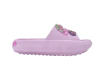 bebe Girl's EVA Slide - Lightweight Comfy Sandals with Rhinestone Fruit Patches
