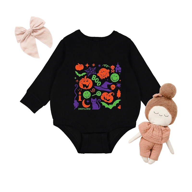 The Juniper Shop - Infant Fleece BodySuit SmileyWorld Halloween Silhouette