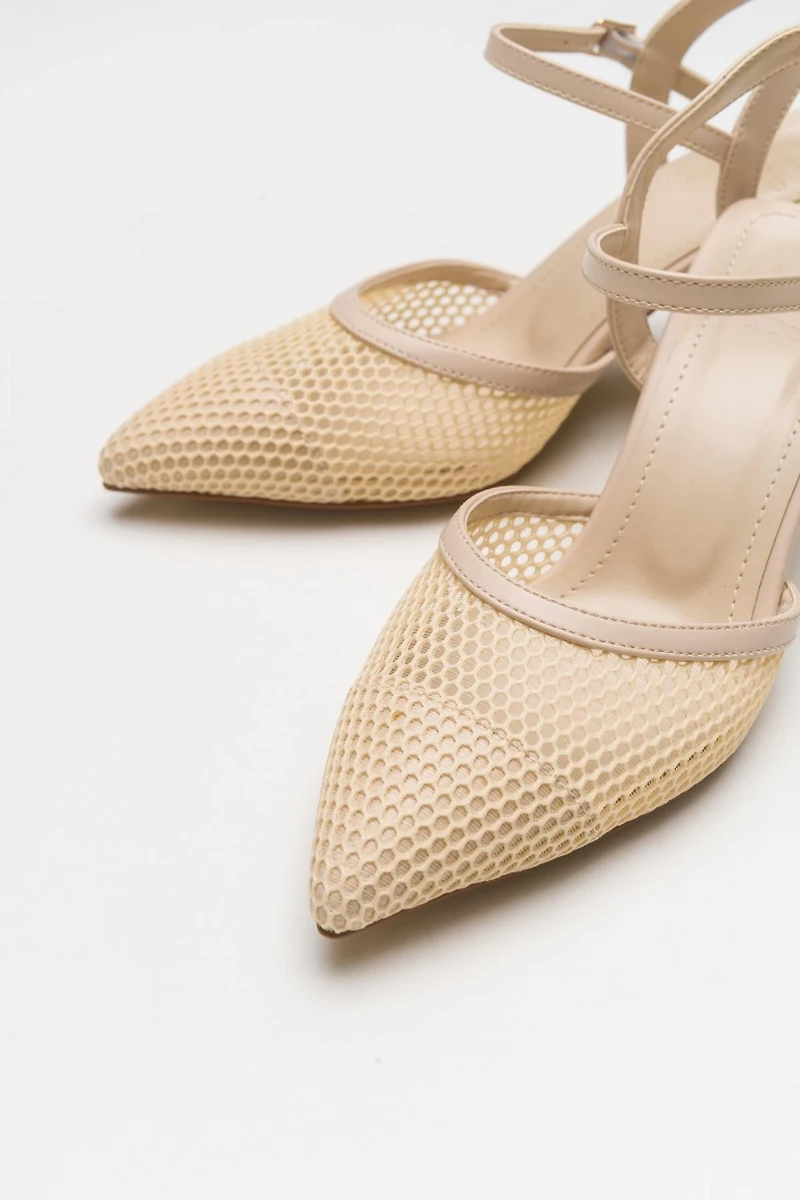 Prologue Shoes Womens Chic Mesh Pointed Toe Pump