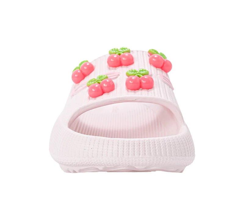 bebe Girl's EVA Slide - Lightweight Comfy Sandals with Cherry Charms