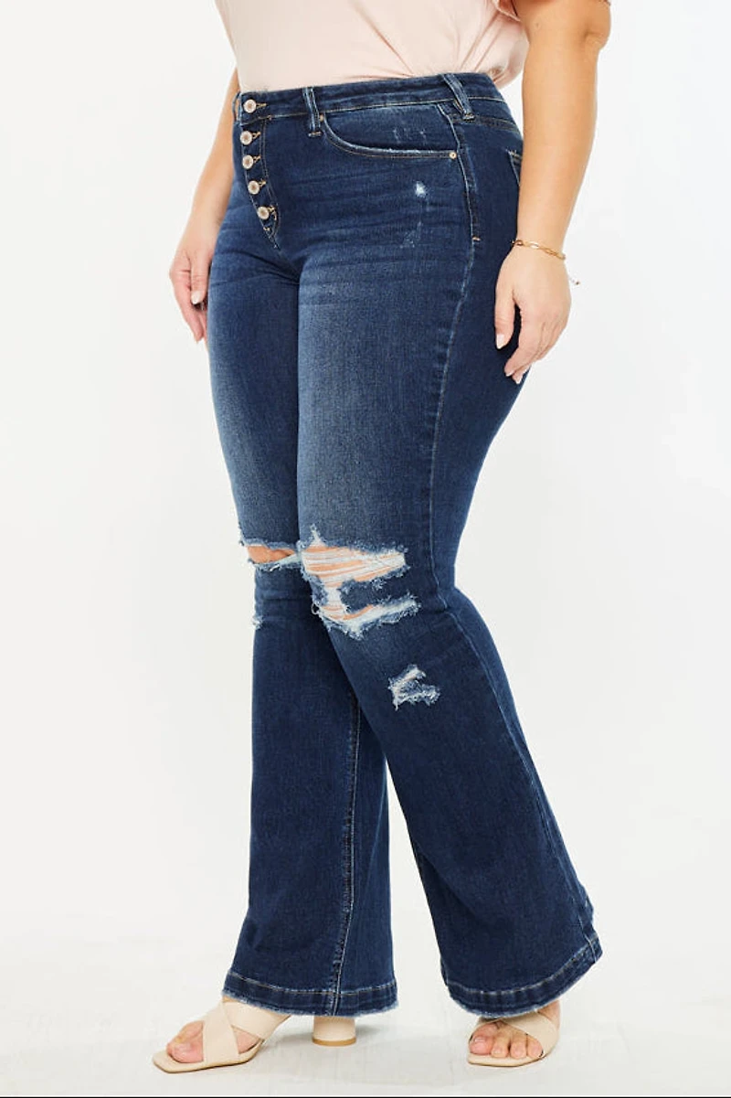 KanCan Women's Plus Harley Mid Rise Flare Jeans