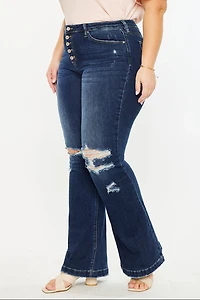KanCan Women's Plus Harley Mid Rise Flare Jeans