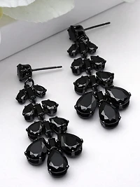 AGP PARIS Womens Jet Cluster Chandelier Earrings