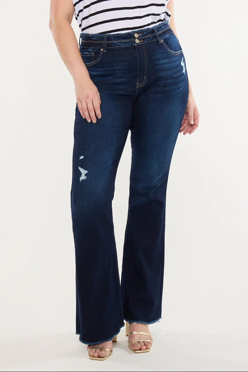 KanCan Women's Plus High Rise Flare Jeans Gill