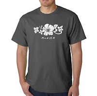 LA Pop Art Men's Aloha Word T-Shirt - Grey, 100% Cotton