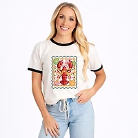 Simply Sage Market - Lobster Stamp Checkered Women's Ringer Graphic T-Shirt