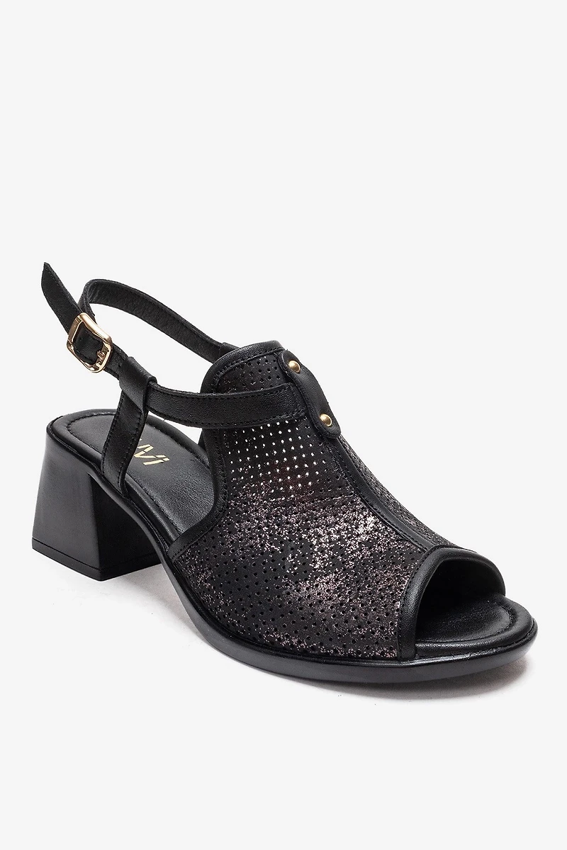 Forever & Always Womens Janelle Leather Block Heel Sandal